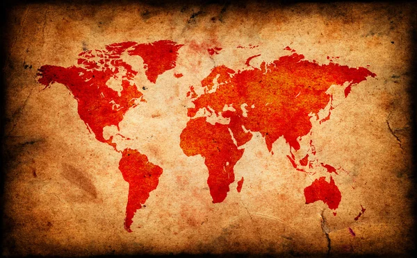 Map of the old world on Grunge paper texture — Stock Photo, Image