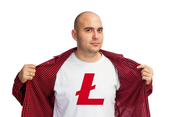 Symbole Litecoin sur chemise — Photo