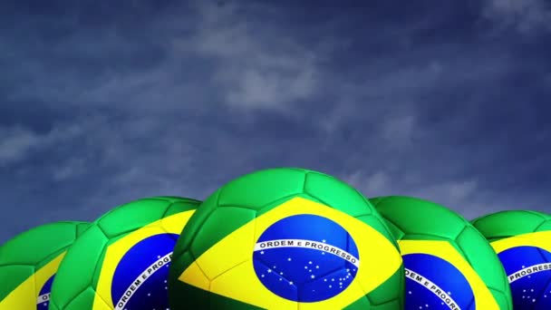 Balón de fútbol con bandera de Brasil — Vídeo de stock