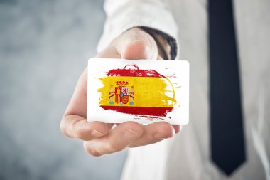 İspanyol işadamı kartvizit İspanya bayrağı ile holding
