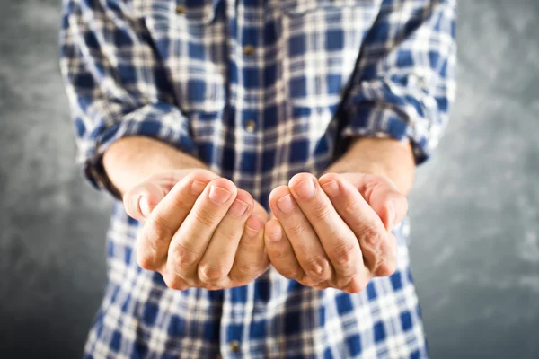 Male open hands for begging — Stock Photo, Image