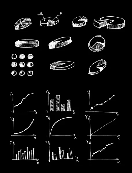 Diagramas e gráficos de torta e outros desenhos infográficos — Fotografia de Stock