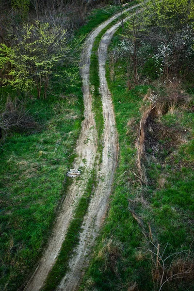 Старая сельская дорога через поле — стоковое фото