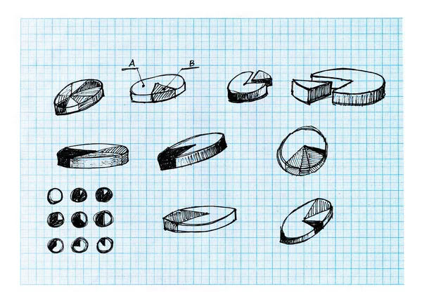 Tortendiagramme und andere Infografiken — Stockfoto