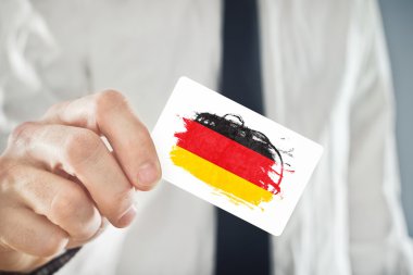 Alman işadamı kartvizit Almanya bayrağı ile holding