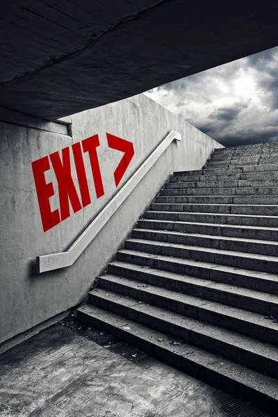 EXIT on Urban staircase in underground passage — Stock Photo, Image