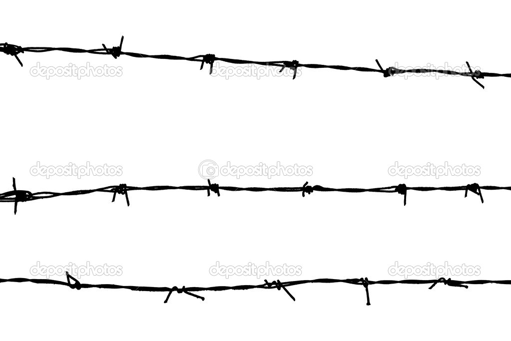 Silhouetted barbed wire