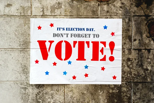 Plakat dzień wyborów przypomnieniem do głosowania — Zdjęcie stockowe