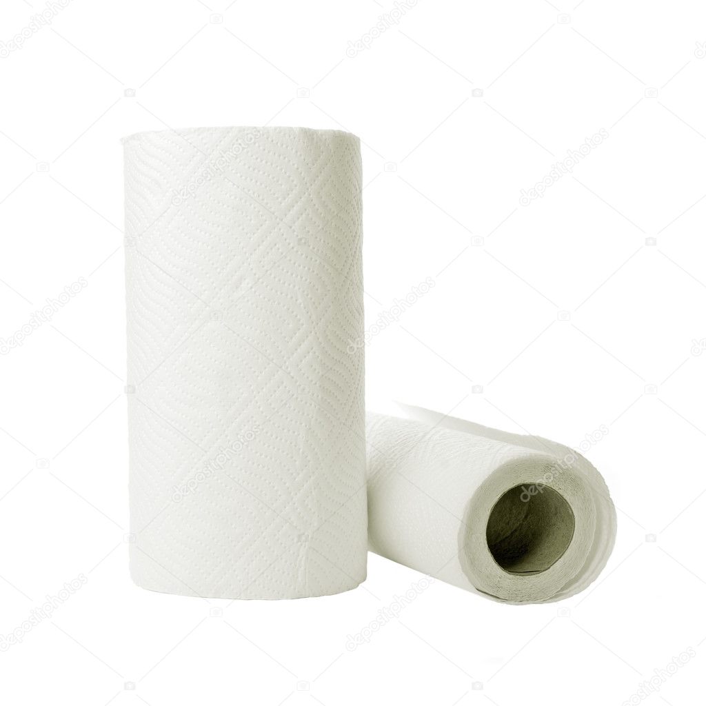 Paper towel rolls on white background