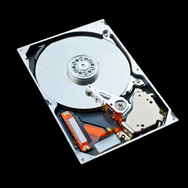 Computer hard disk isolated on black background — Stock Photo, Image