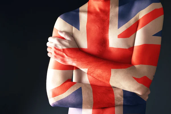 Topless man with Great Britain Flag painted on his body — Stock Photo, Image