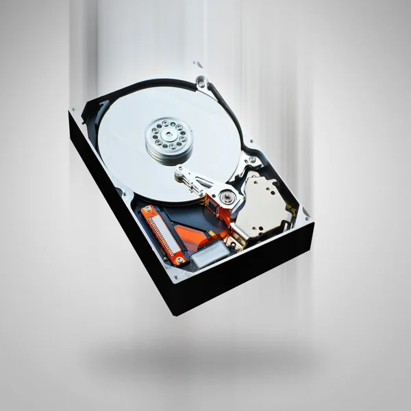 Computer hard disk falling — Stock Photo, Image