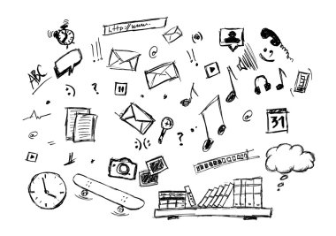 çeşitli çizim yaşam tarzı simgeleri doodle