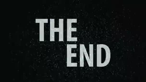 The End title on TV noise background. Ending sequence. 1920x1080, 1080p, hd footage. — Stock Video