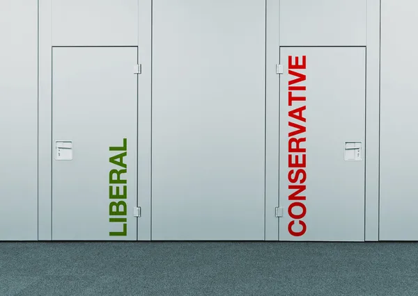 Либеральная или консервативная концепция выбора — стоковое фото