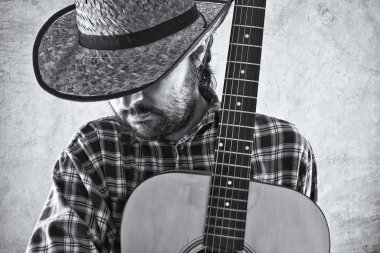 gitar ile Batılı kovboy müzisyen