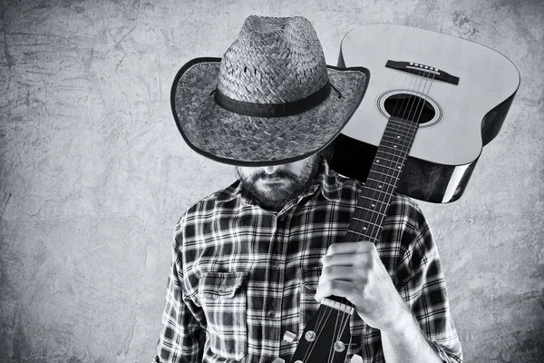 País occidental vaquero músico con guitarra — Foto de Stock