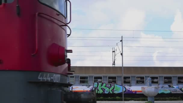 Serbian Railways Train passing by — Stock Video