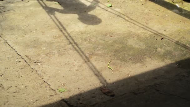 一个男孩在秋千座位上的阴影 — 图库视频影像