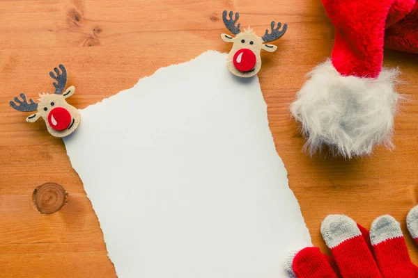 Letter Santa Claus Christmas Top View Copy Space Mockup Paper — Stock fotografie