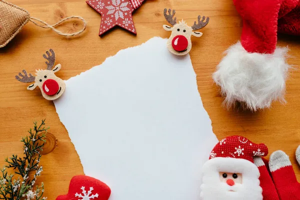 Brev Till Jultomten För Jul Överblick Kopia Utrymme Mockup Papper — Stockfoto