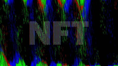 NFT, ödenemeyen jeton konsepti, arkaplan olarak dijital RGB pikselleri