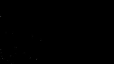 Siyah zemin üzerinde küçük beyaz parçacıklar havada süzülen rüzgar gibi rastgele hareket ediyor, bilgisayar tarafından oluşturulan görüntü
