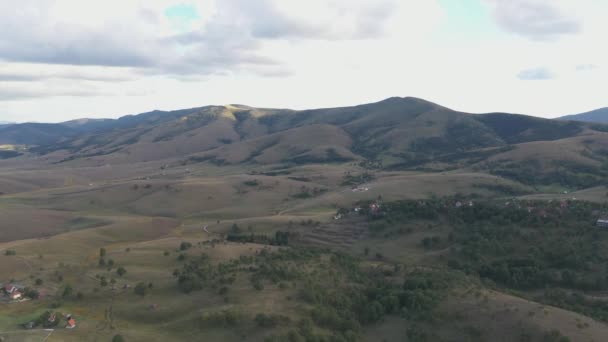 Barren Landscape Zlatibor Mountain Hill Slopes Autumn Aerial View Drone — Stockvideo