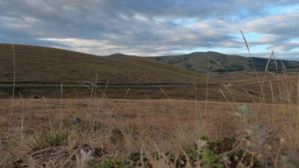 Barren Landscape Zlatibor Mountain Hill Slopes Autumn Sunrise Low Angle — Stock Video