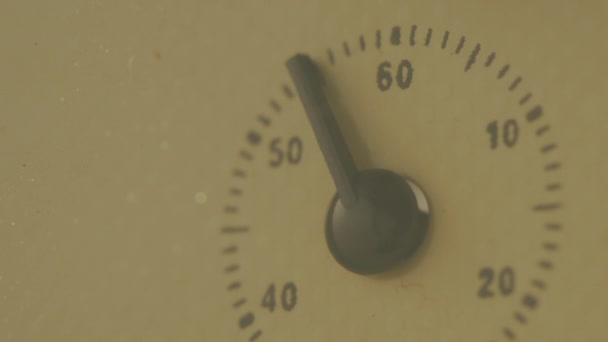 Vintage Alarm Clock Face Detail Second Minute Hand Selective Focus — стоковое видео