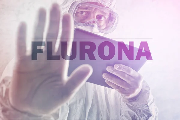 Flurona Infección Con Gripe Estacional Coronavirus Covid Imagen Conceptual Con —  Fotos de Stock