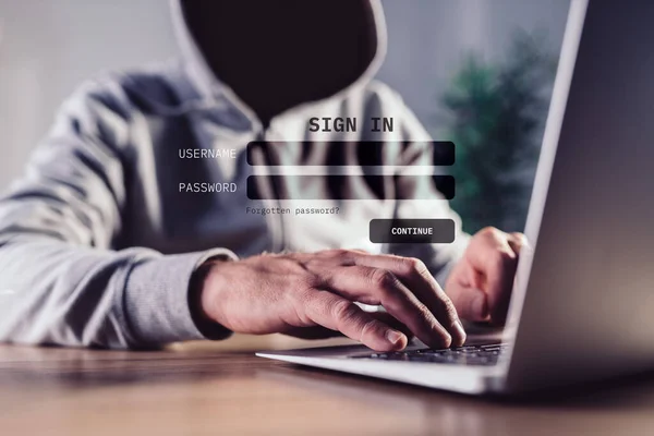 Phishing Attack Concept Computer Hacker Using Fake Website Steal Login — Stockfoto