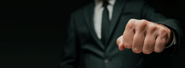 Businessman Greeting Fist Bump Closeup Selective Focus — Stok fotoğraf