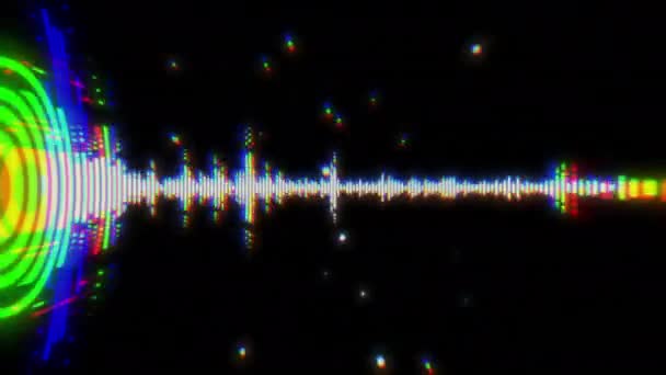 音声スペクトラム波形音 音声認識の背景にグリッチ効果を持つ抽象グラフィックディスプレイ — ストック動画