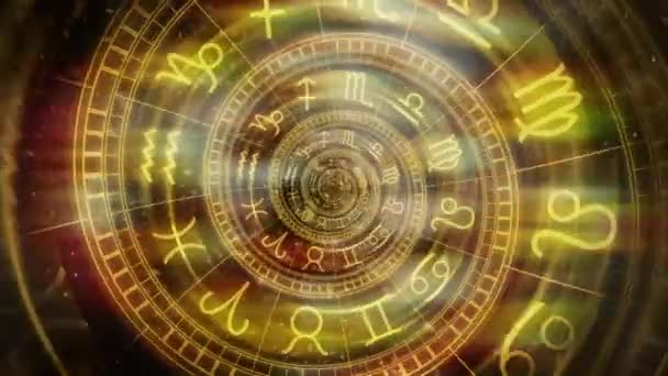 Zodiac Astrology Signs Horoscope Infinite Zoom Effect — Αρχείο Βίντεο
