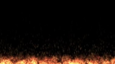 Geceleri kıvılcımlar saçan animasyon kamp ateşi, kopyalama alanı olan alt üçüncü tasarım ögesi
