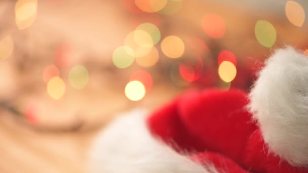 Navidad Temporada Vacaciones Fondo Decoración Luz Centelleante Bokeh Enfoque Selectivo — Vídeos de Stock