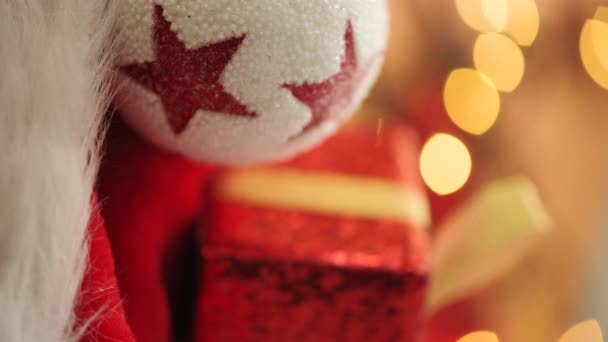 Vertical Shot Christmas Season Background Shallow Depth Field Selective Focus — Stock Video