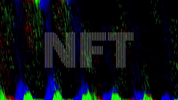 Nft Концепція Нерозріджених Токенів Цифрові Пікселі Rgb Фон — стокове відео