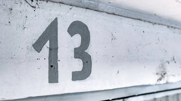 Number Thirteen Car Garage Door Selective Focus — Stock Photo, Image