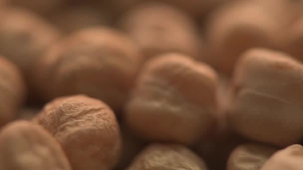 Montón Legumbres Garbanzos Crudos Girando Tocadiscos Lazy Susan Macro Shot — Vídeos de Stock