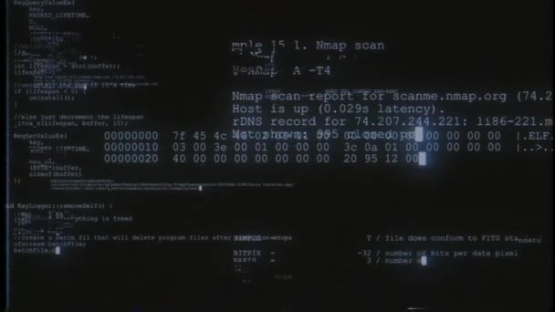 Retro Computer Code Scherm Storing Animatie — Stockvideo