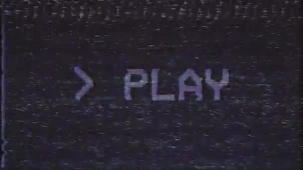 Παλιά Κατεστραμμένη Ταινία Vhs Παίζει Μήνυμα Κειμένου Play Στην Οθόνη — Αρχείο Βίντεο