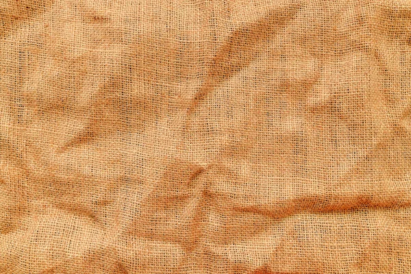 Texture Jute Canvas Fabric Background Top View Crumpled Creased Material — Stock Photo, Image