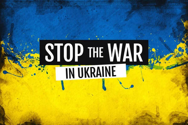 Arrêtez Guerre Ukraine Sur Drapeau Ukrainien Grunge Illustration — Photo