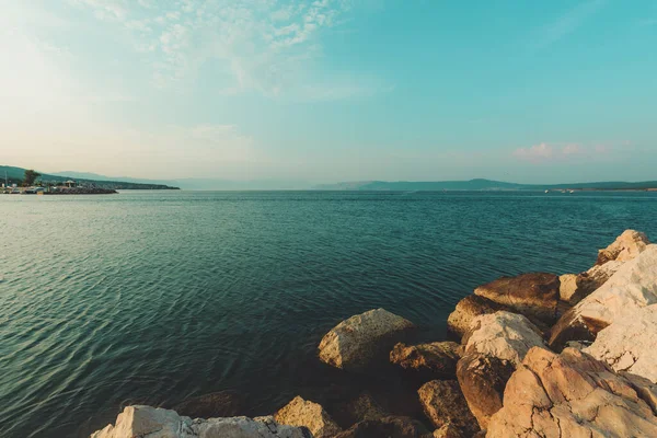 Kvarner Baai Zeegezicht Gezien Vanaf Crikvenica Kleine Stad Noordelijke Adriatische — Stockfoto