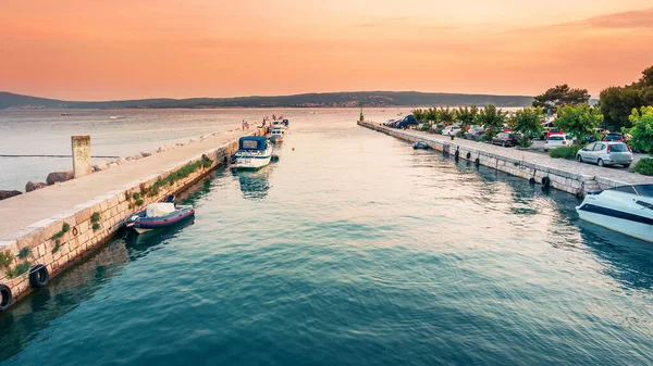 Dubracina Riviermonding Adriatische Zee Stad Crikvenica Kroatië Eind Augustus Middaglandschap — Stockfoto