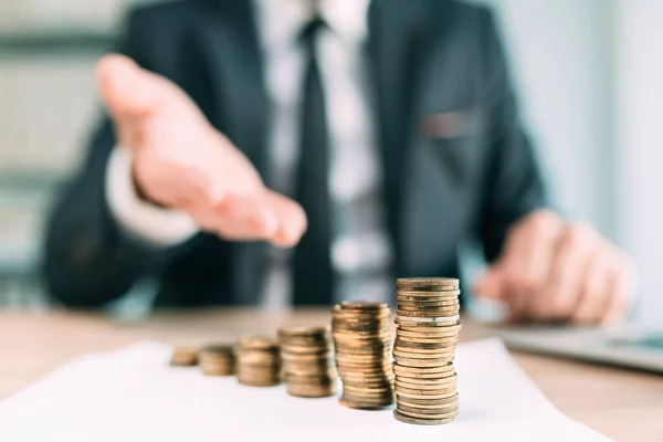 Banker Offering Financial Loan Closeup White Collar Business Person Office — Stock Photo, Image