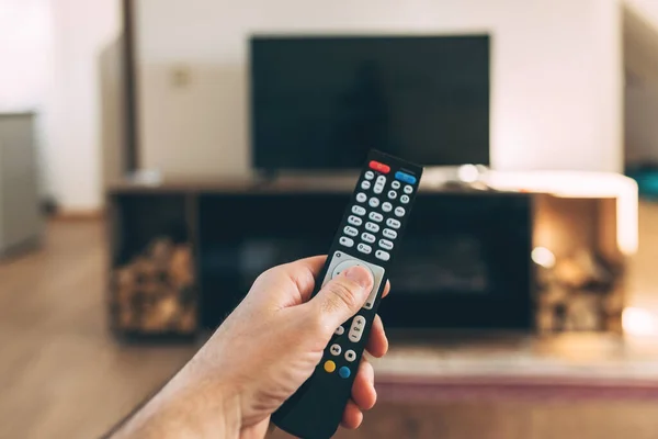 Male Hand Remote Controller Selective Focus — Stock Photo, Image