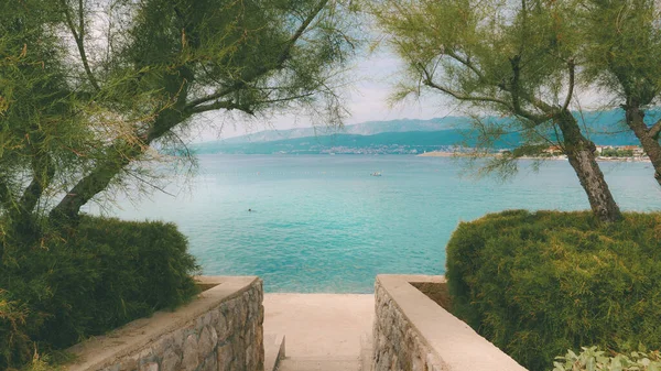 Paisagem Beira Mar Ilha Krk Aldeia Slo Baía Kvarner Mar — Fotografia de Stock